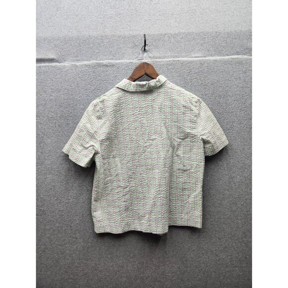 Alfred Dunner Womens Petite Plaid Short Sleeve Blouse 8P Green & Purple Embroide - Picture 5 of 5